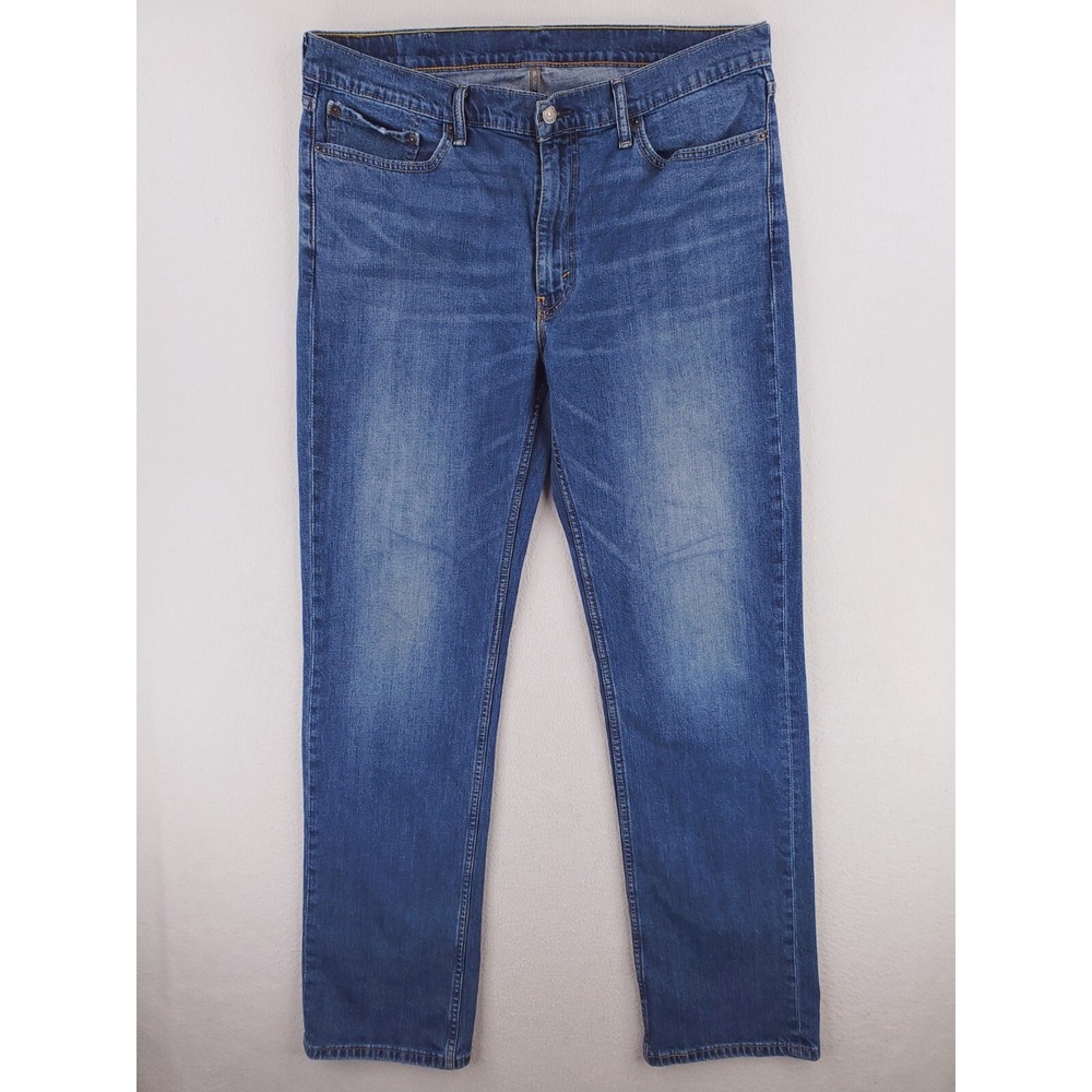 Levis 514 Jeans Mens 38x34 Slim Straight Stretch Denim Pants Red Tab Stone Wash